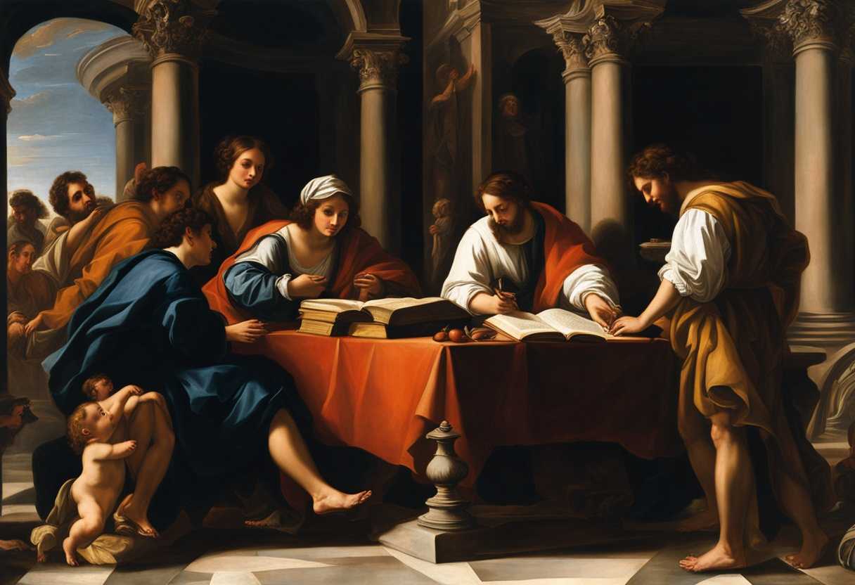 Scholars-analyzing-Bible-stories-surrounded-by-ancient-texts-symbols-and-reflective-expressions-_cdoc