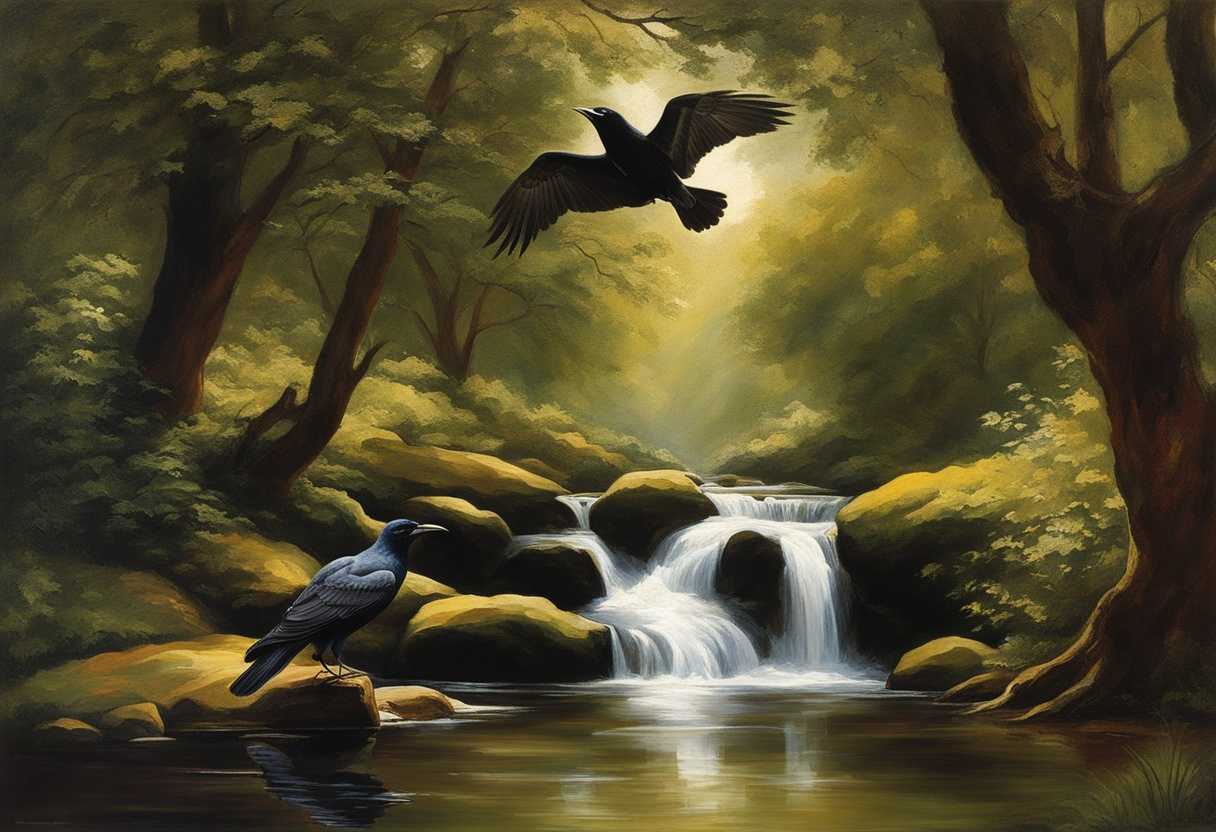 Elijah-by-a-tranquil-brook-ravens-delivering-food-lush-greenery-divine-refuge-serene-atmosphere_ksfp