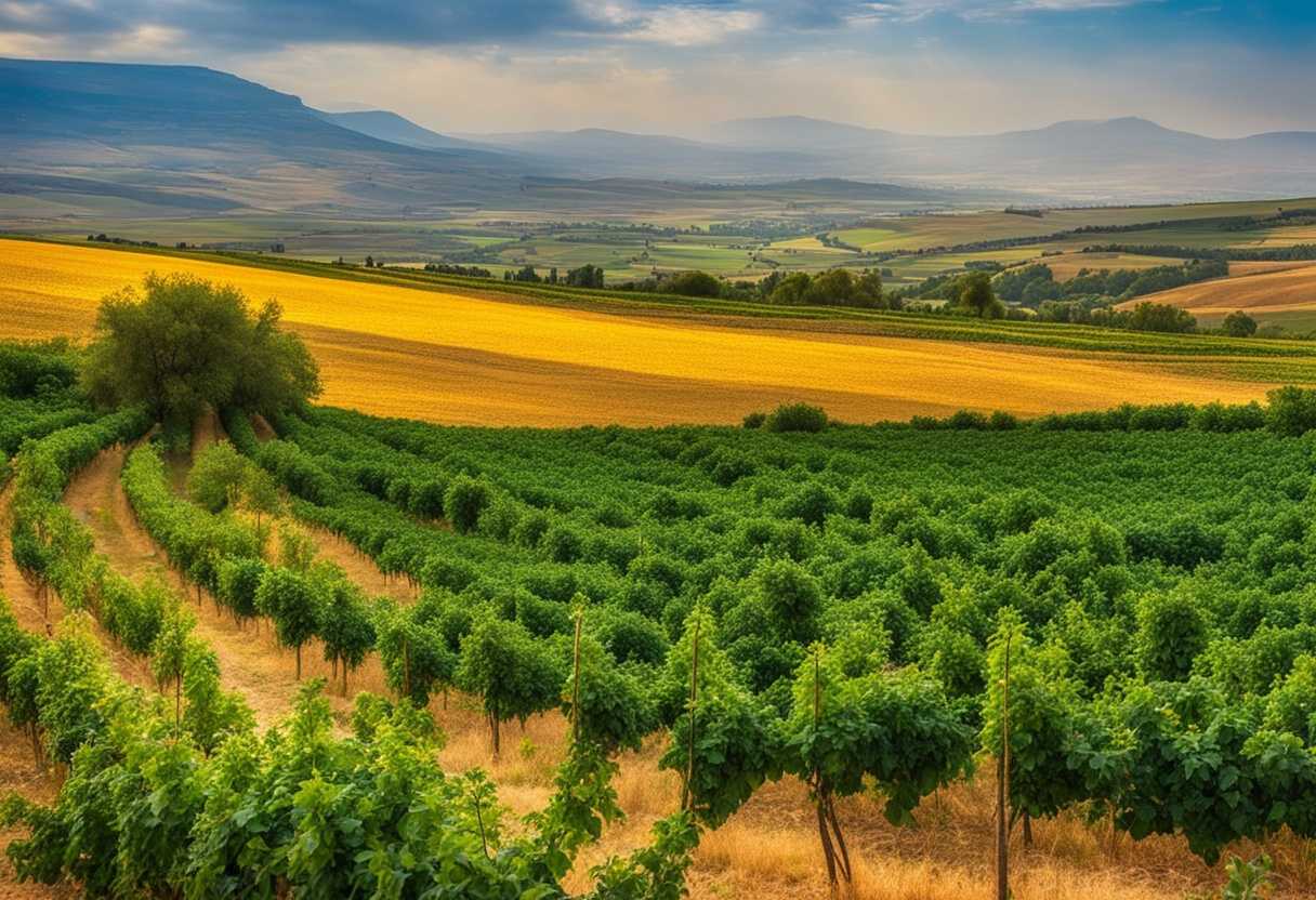 Lush-Gennesaret-plain-by-Sea-of-Galilee-crowds-gathering-vibrant-agriculture-serene-landscape-he_hlau