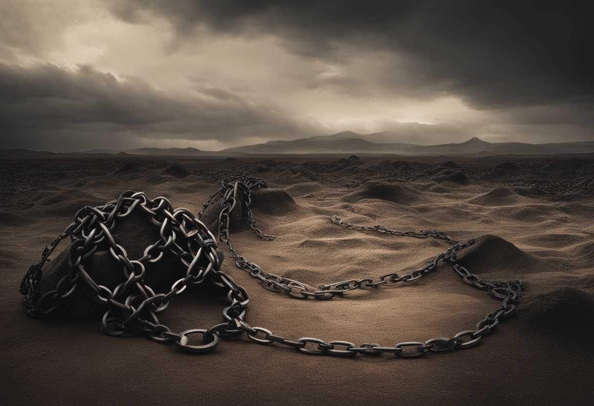 Symbolic-scene-of-a-barren-landscape-broken-chains-lost-identity-muted-colors-somber-atmosphere_wmxy