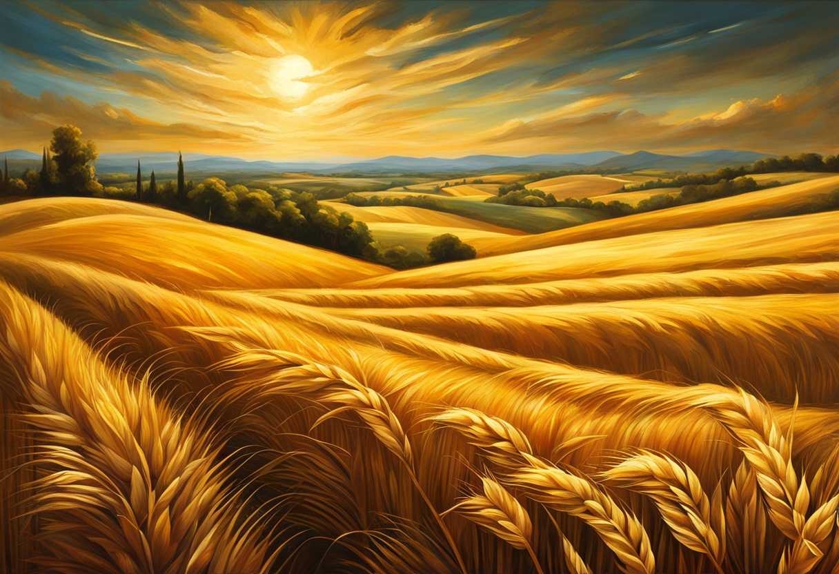 Golden-wheat-fields-under-a-radiant-sun-symbolizing-abundance-nourishment-and-spiritual-growth_izde