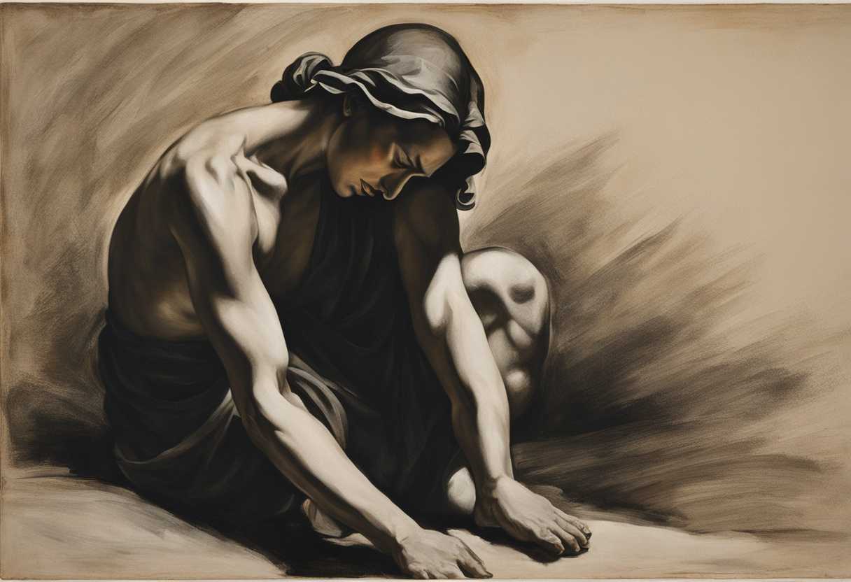 A-wounded-figure-in-deep-sorrow-surrounded-by-shadows-symbolizing-physical-and-emotional-suffering_owhi
