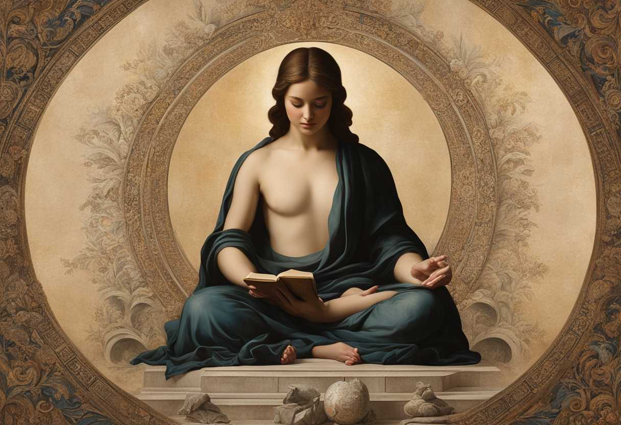 A-serene-figure-meditating-in-nature-surrounded-by-ancient-scriptures-divine-light-illuminating-wi_ldhb