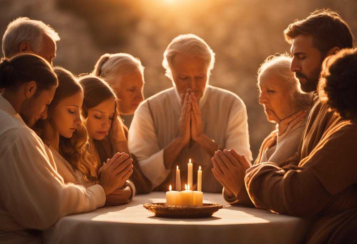 family-or-group-of-people-praying-together-warm-golden-light-setting-sun-soft-glow-circle-heads_qrwk