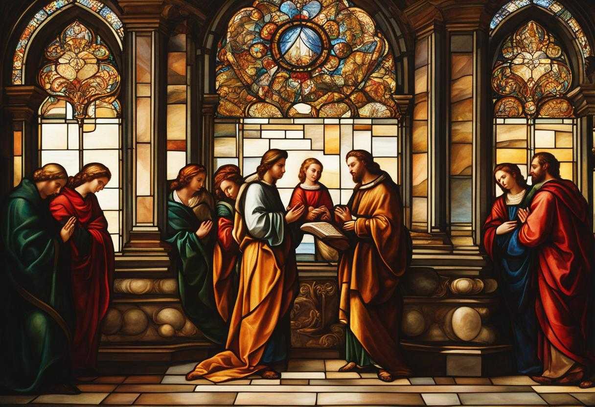 group-of-people-praying-solemn-reverence-stained-glass-windows-warm-glow-peace-and-serenity-uni