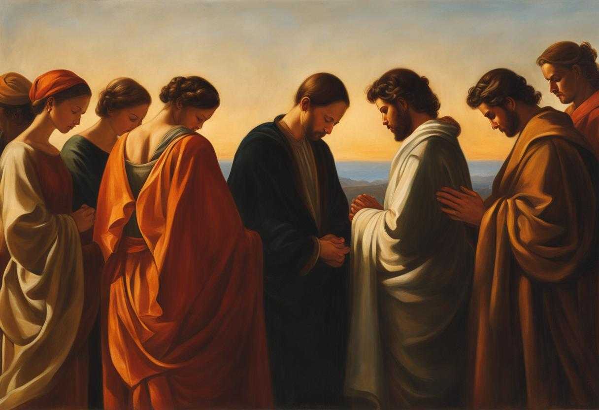 group-of-people-praying-together-warm-glow-of-setting-sun-serene-atmosphere-heads-bowed-in-revere
