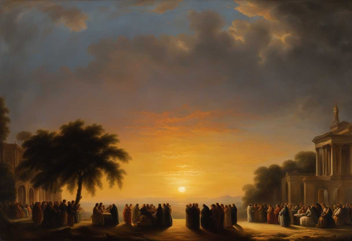 People-gather-in-prayer-at-sunset-radiating-unity-faith-and-tranquility-amidst-blurred-surroundin_fugd