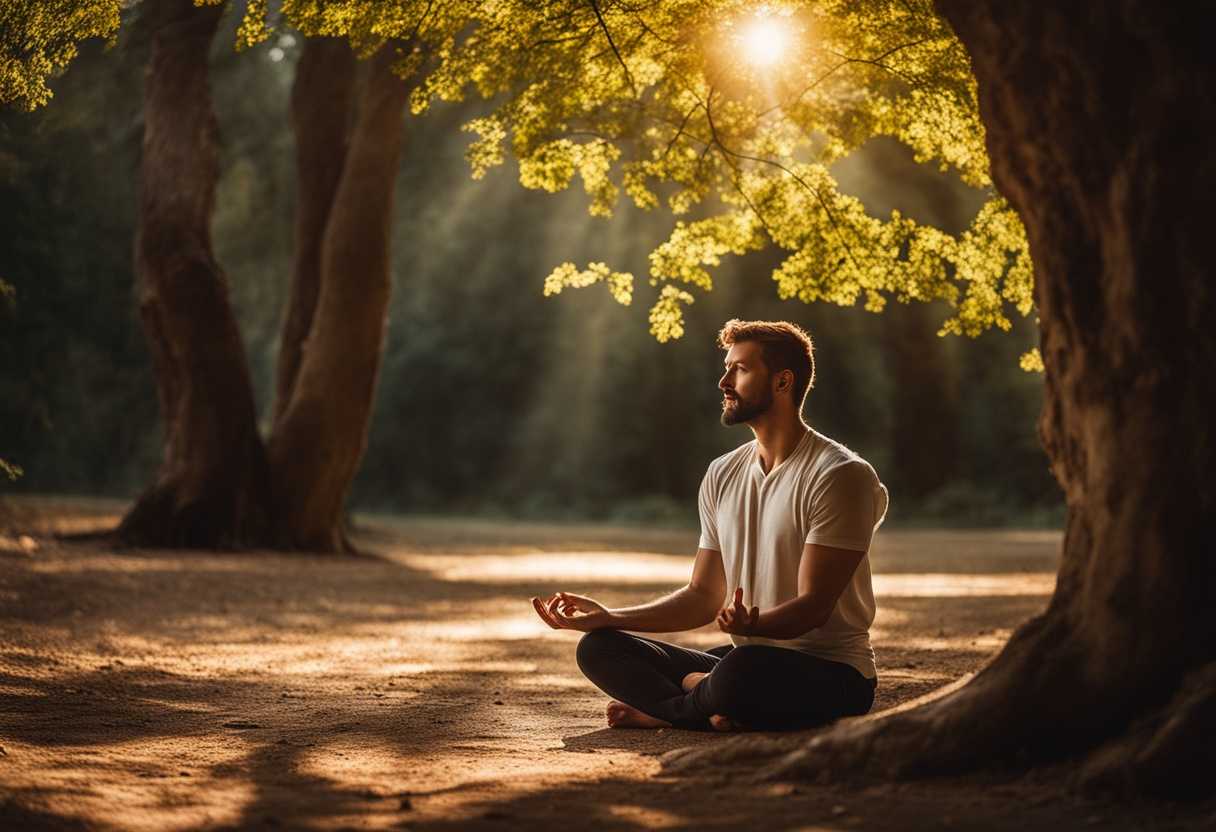 Person-meditating-in-nature-sunlight-filtering-through-trees-serene-expression-deep-connection-p_cfxe
