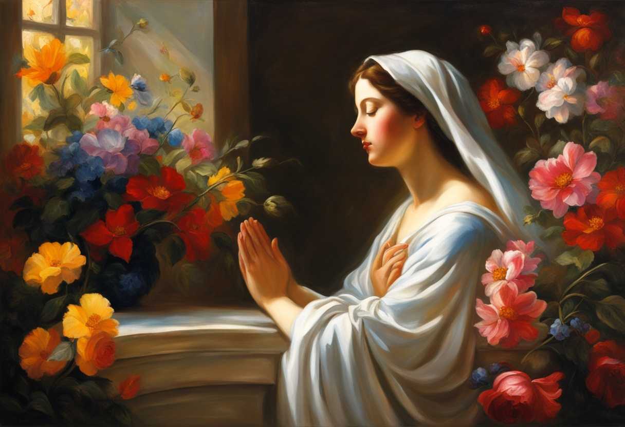 Serene-figure-in-prayer-surrounded-by-vibrant-flowers-soft-sunlight-peaceful-expression-joyful-a_viwz