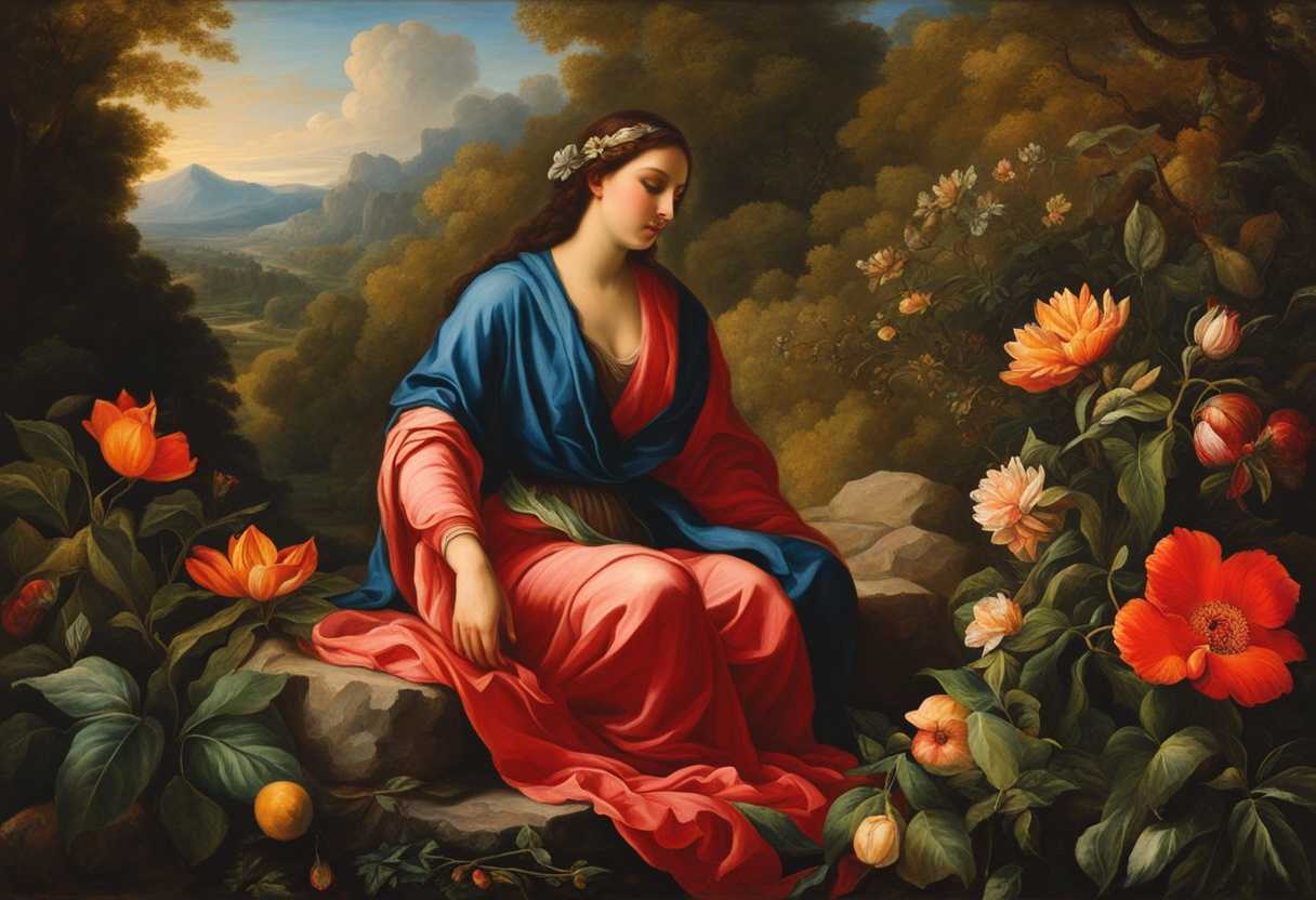 Serene-figure-meditating-in-nature-surrounded-by-vibrant-flora-embodying-compassion-and-selflessne_miiy