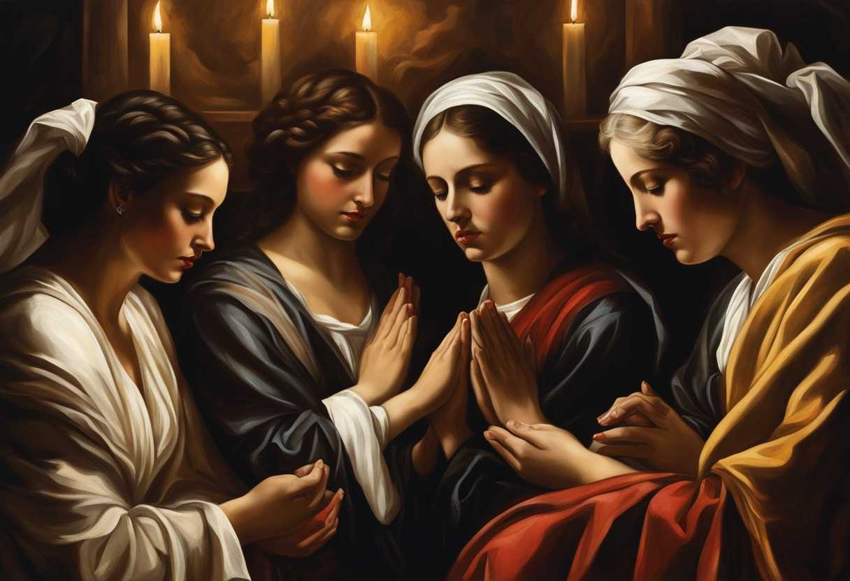 Women-in-prayer-community-support-solemn-atmosphere-honoring-the-deceased-sacred-devotion-compa_oaht