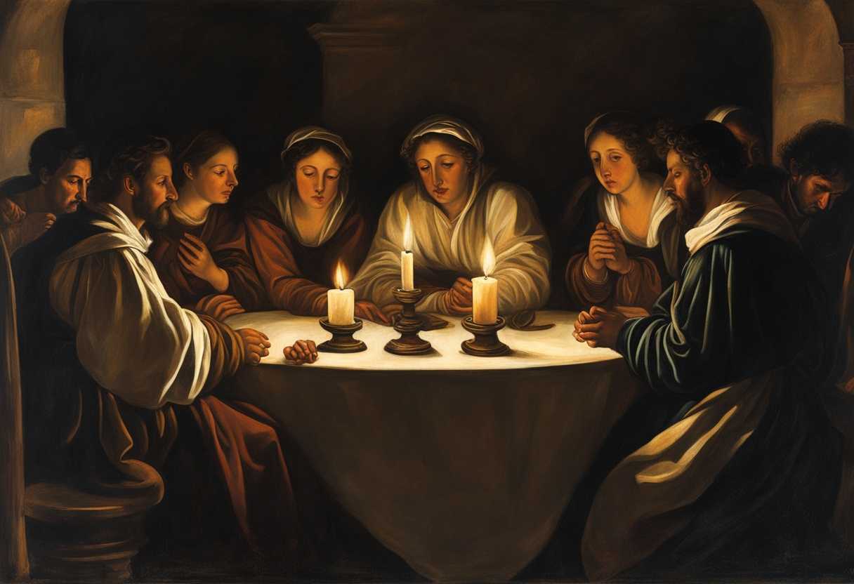 Gathered-villagers-in-a-candlelit-circle-sharing-heartfelt-confessions-somber-expressions-unity-_nllh