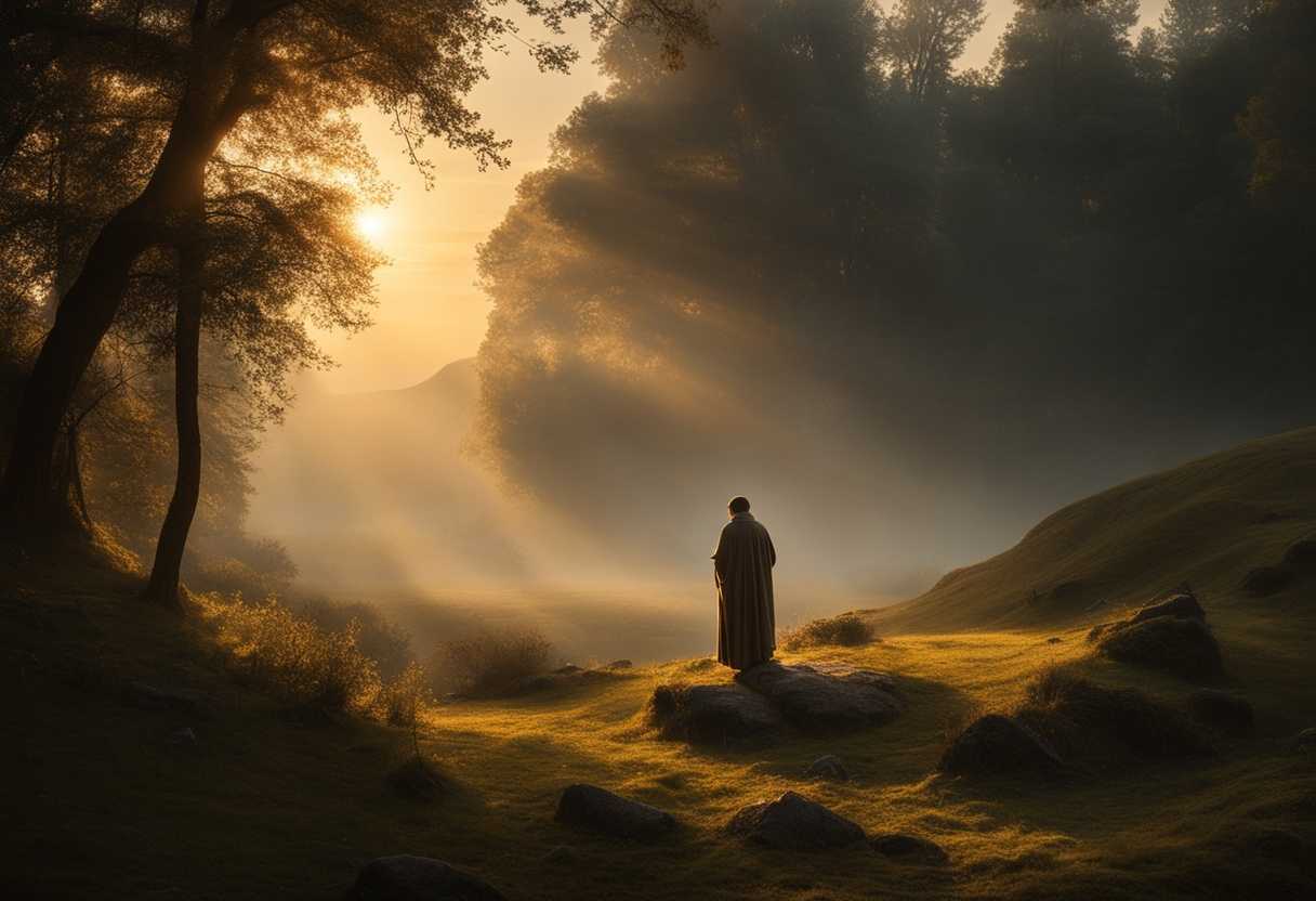 Serene-landscape-at-dawn-gentle-light-illuminating-a-hopeful-figure-in-prayer-peaceful-ambiance_wggh