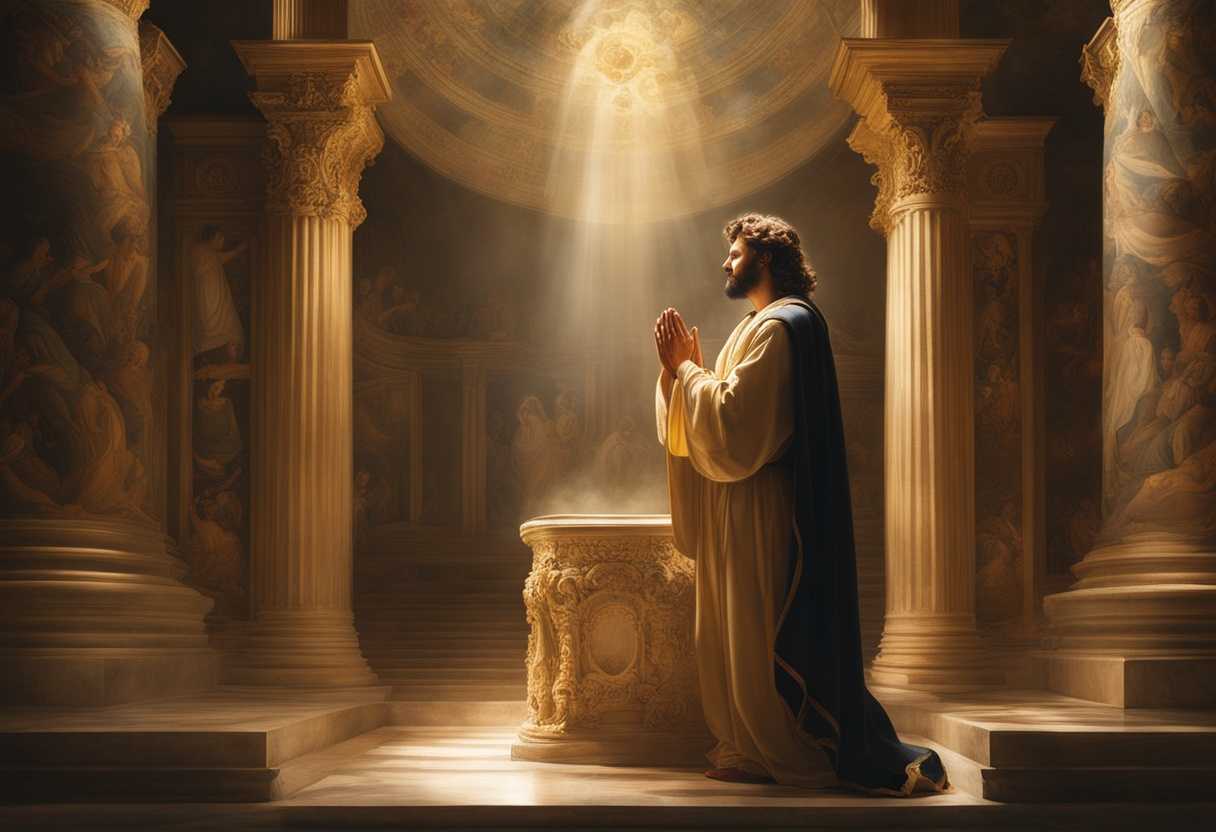 Majestic-figure-in-prayer-radiant-light-surrounded-by-ethereal-symbols-serene-atmosphere-divine-_jkwz