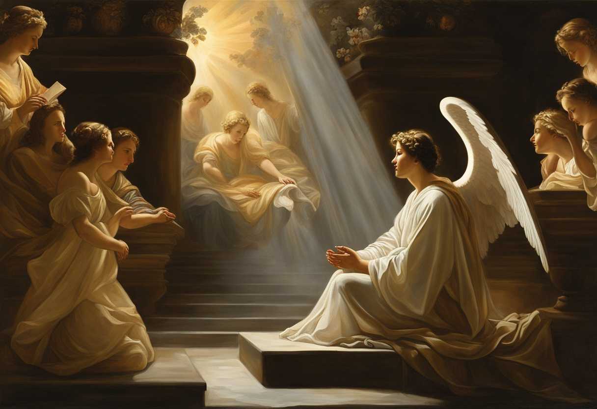 A-serene-figure-prays-amidst-glowing-angels-in-a-tranquil-sacred-atmosphere_dvlq