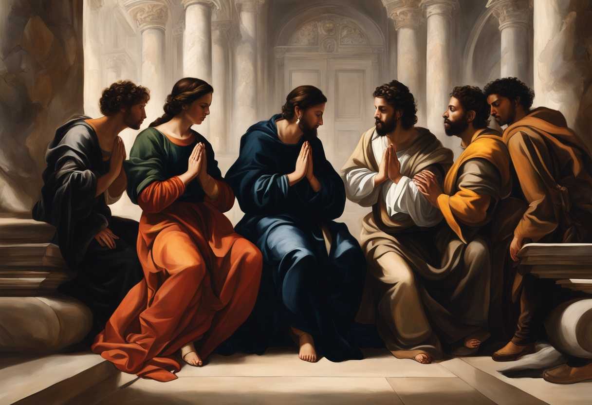 A-diverse-group-of-individuals-pray-together-in-a-sacred-space-seeking-forgiveness-and-guidance_plai