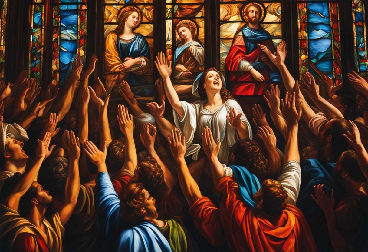 Worshippers-in-vibrant-devotion-hands-raised-joyful-singing-illuminated-by-stained-glass-light_axhf