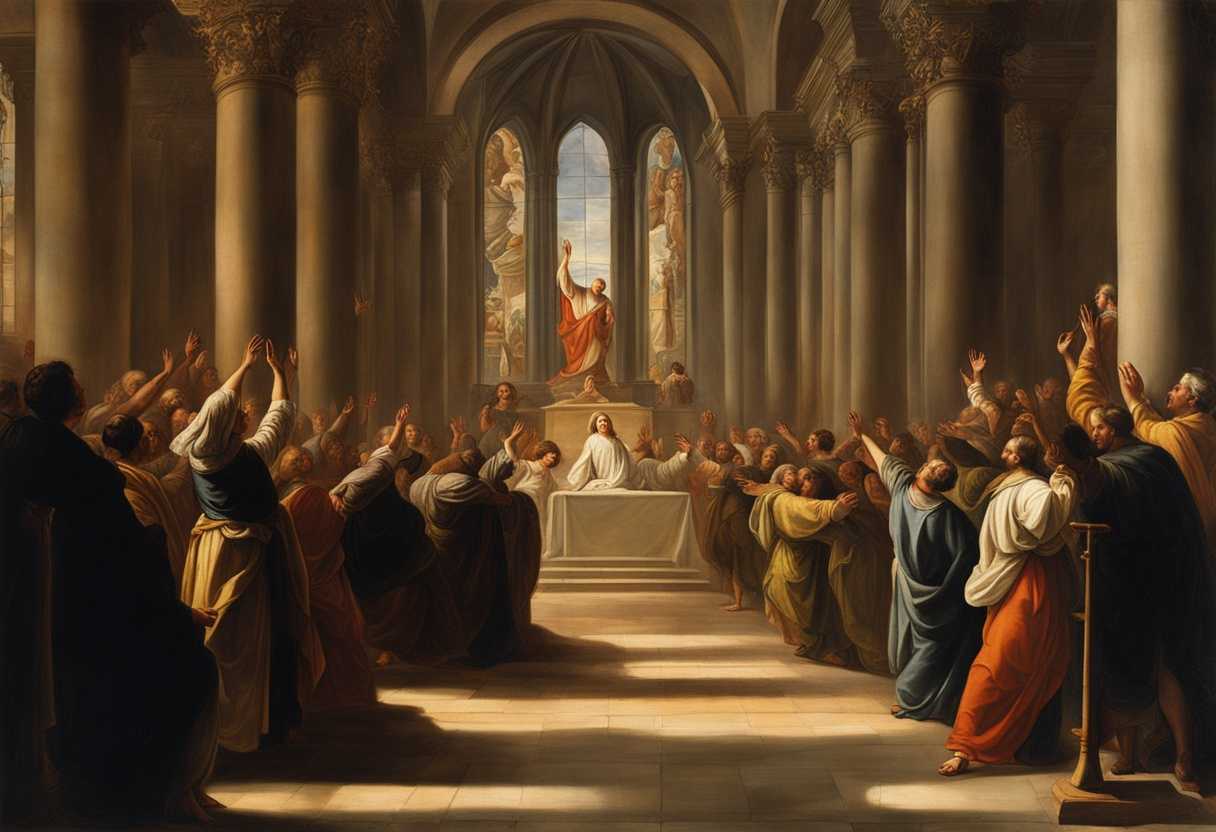 A-church-scene-with-raised-hands-fervent-prayers-and-warm-stained-glass-light_kcdb