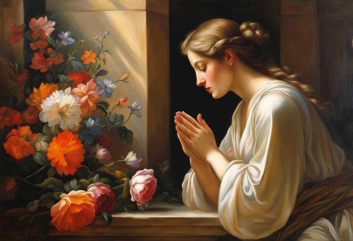 Morning-light-illuminates-serene-faces-in-prayer-hands-clasped-surrounded-by-vibrant-flowers_ebii