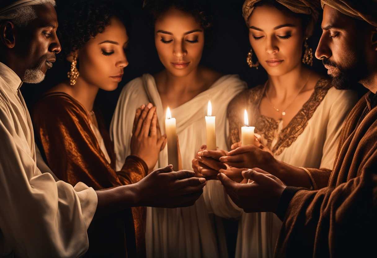 A-diverse-group-prays-together-hands-clasped-candles-flickering-embodying-unity-and-hope_lges