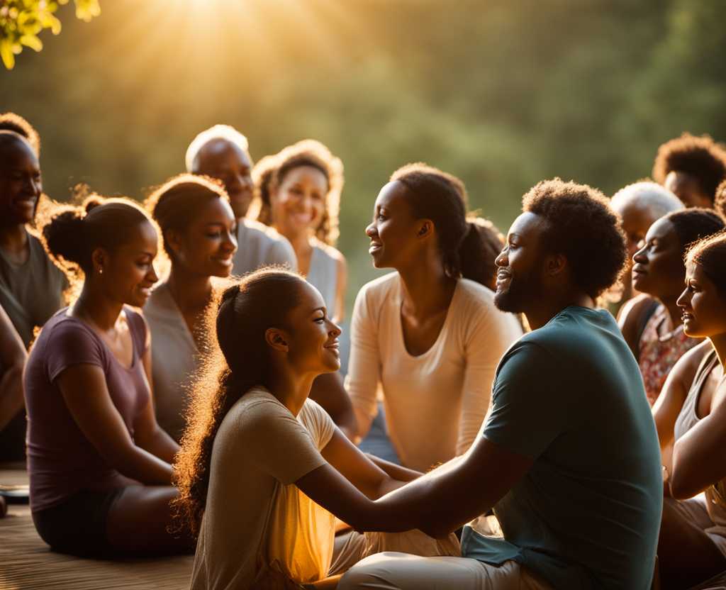 group-of-people-engaged-in-an-activity-sun-kissed-group-gathers-in-a-circle-heads-bowed-in-prayer-