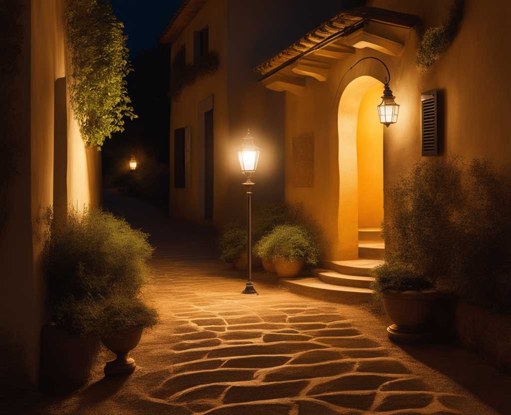 lamp-and-path-illuminated-by-soft-glow-warm-inviting-light-winding-path-mystery-and-wonder-tranq