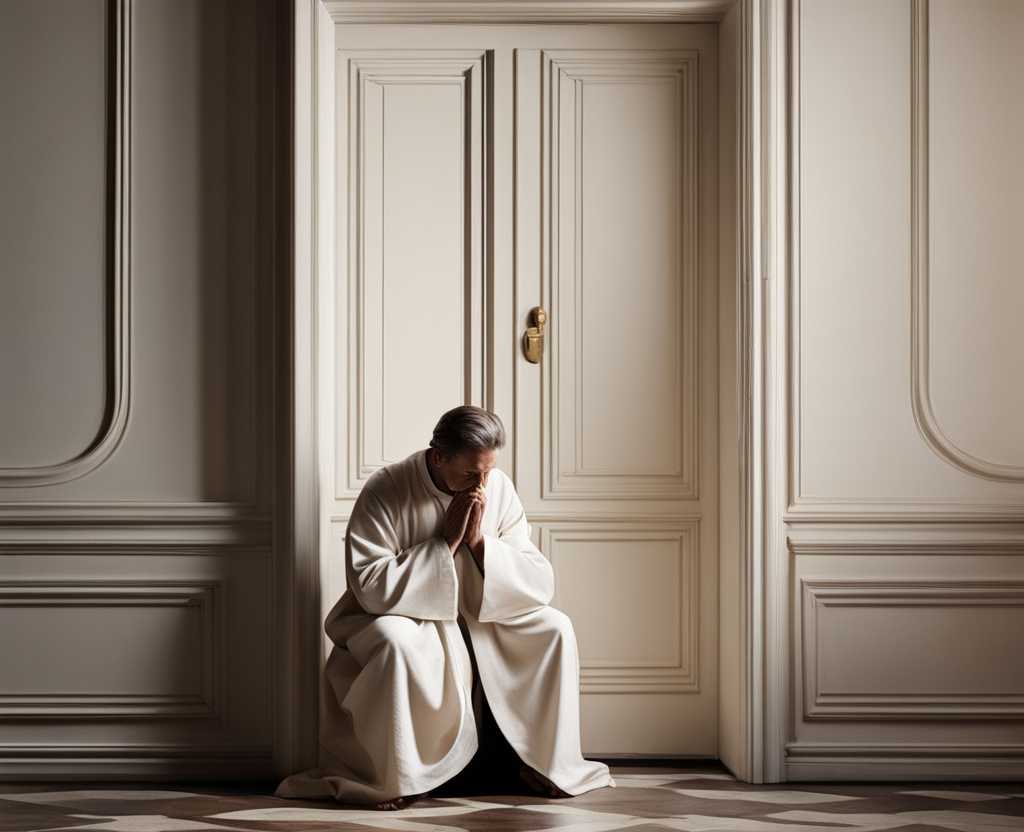 person-praying-closed-door-serene-atmosphere-contemplative-spiritual-connection-quiet-devotion