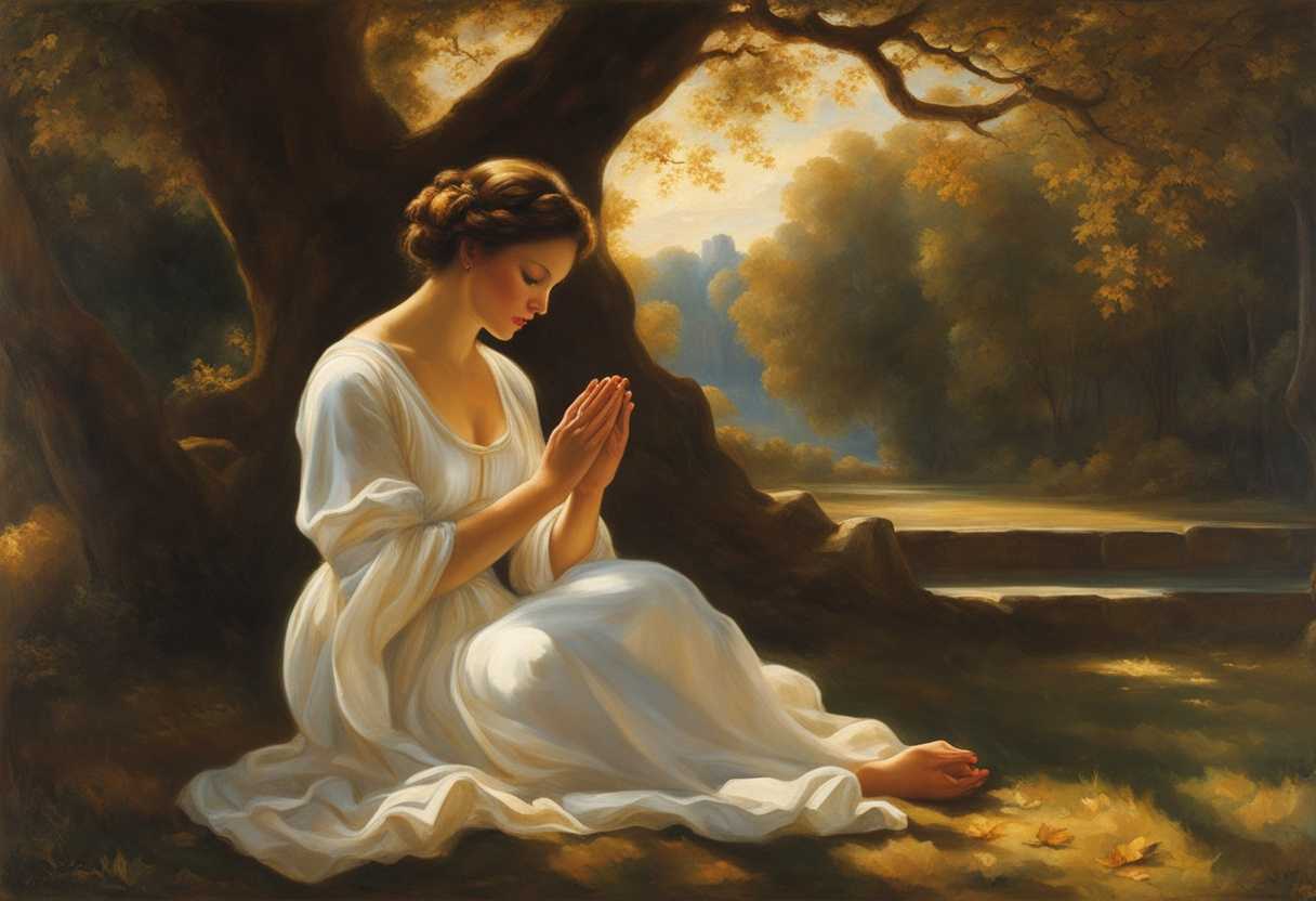 Serene-setting-hands-clasped-in-prayer-warm-sunlight-filtering-through-trees-peaceful-ambiance-h_ispd
