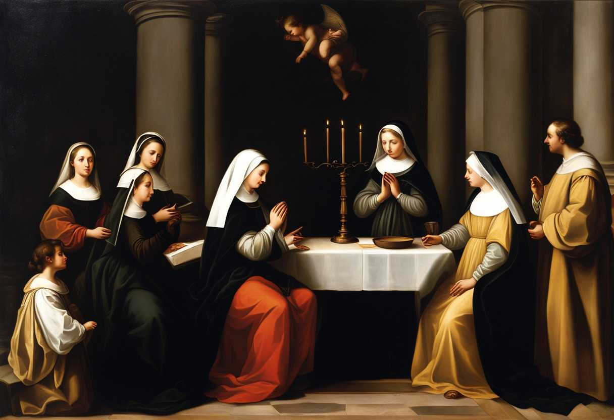 Saint-Louise-de-Marillac-guiding-a-family-in-prayer-serene-atmosphere-warm-candlelight-heartfelt-_qtqq