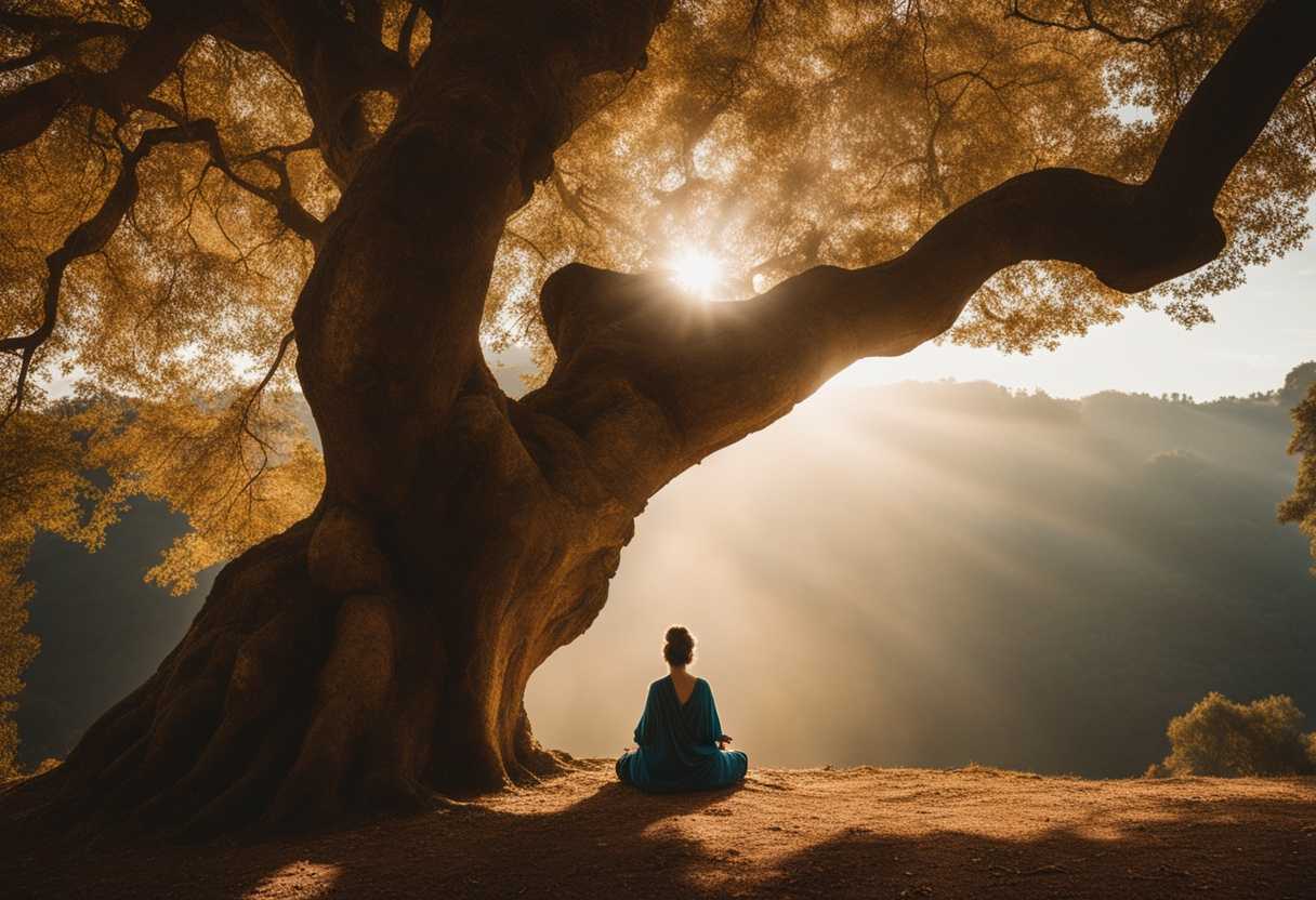 A-serene-figure-meditating-under-a-sacred-tree-soft-light-filtering-through-leaves-peaceful-atmosp_pyvx