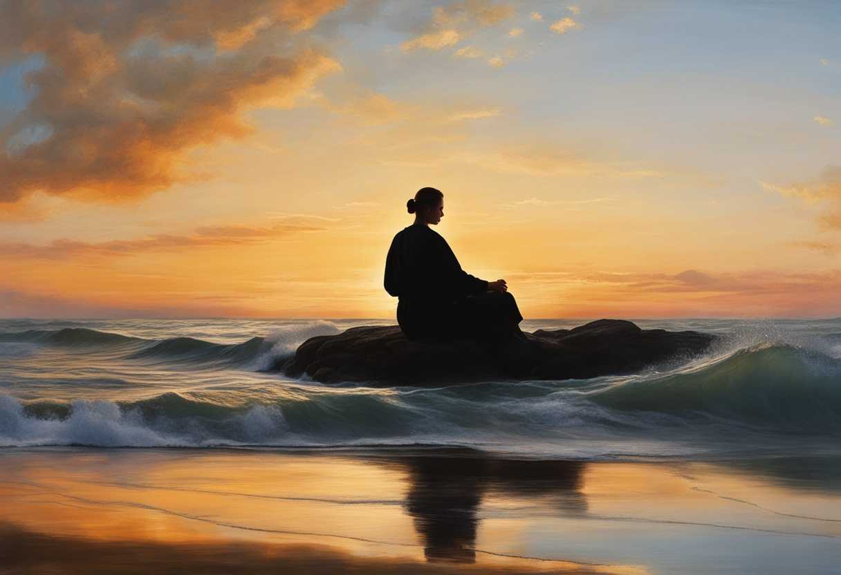 Serene-landscape-at-sunset-gentle-waves-lapping-peaceful-figure-meditating-soft-light-tranquil-a_cafi