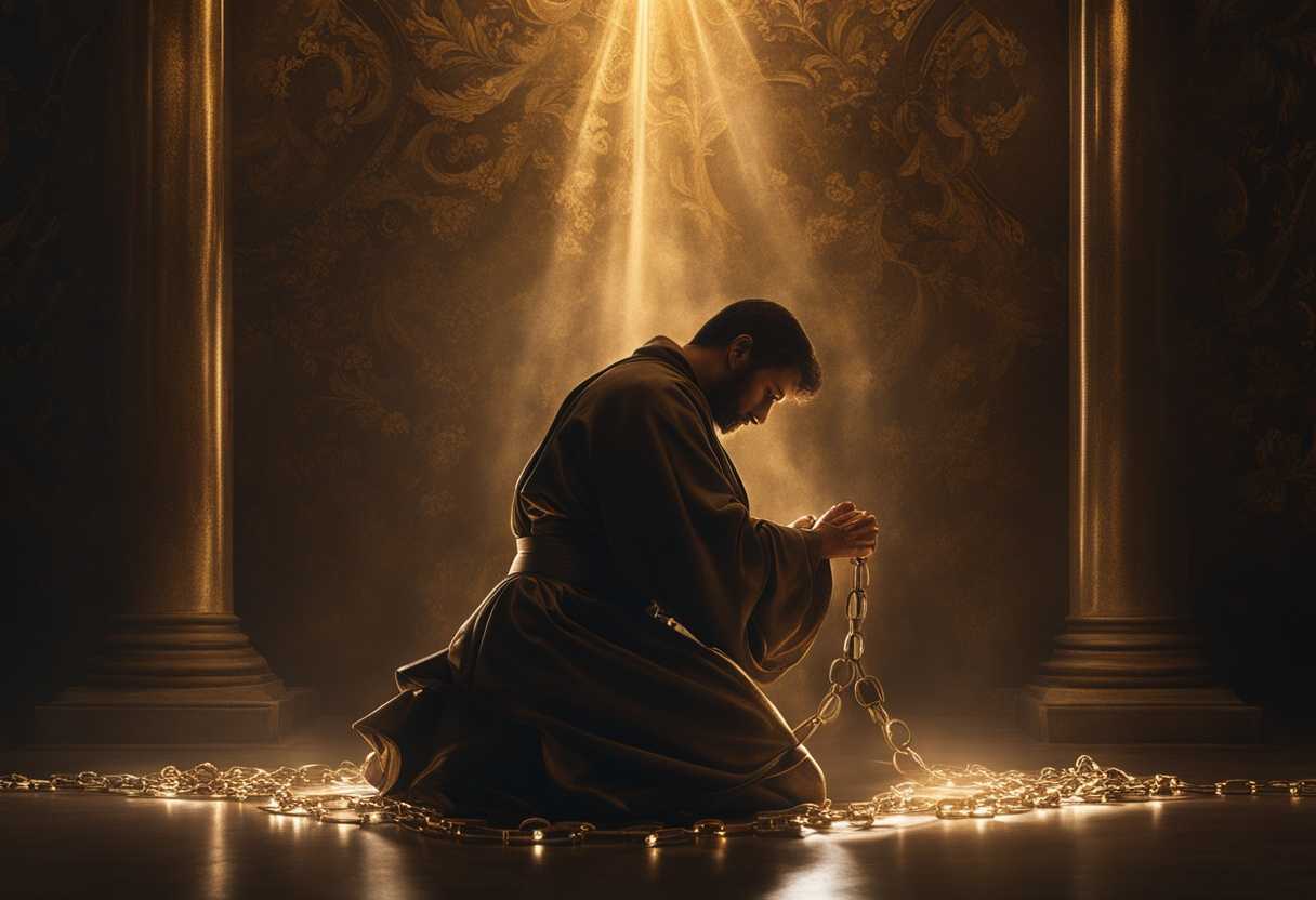 A-person-kneeling-in-prayer-surrounded-by-light-breaking-chains-symbolizing-freedom-and-strength_lxke