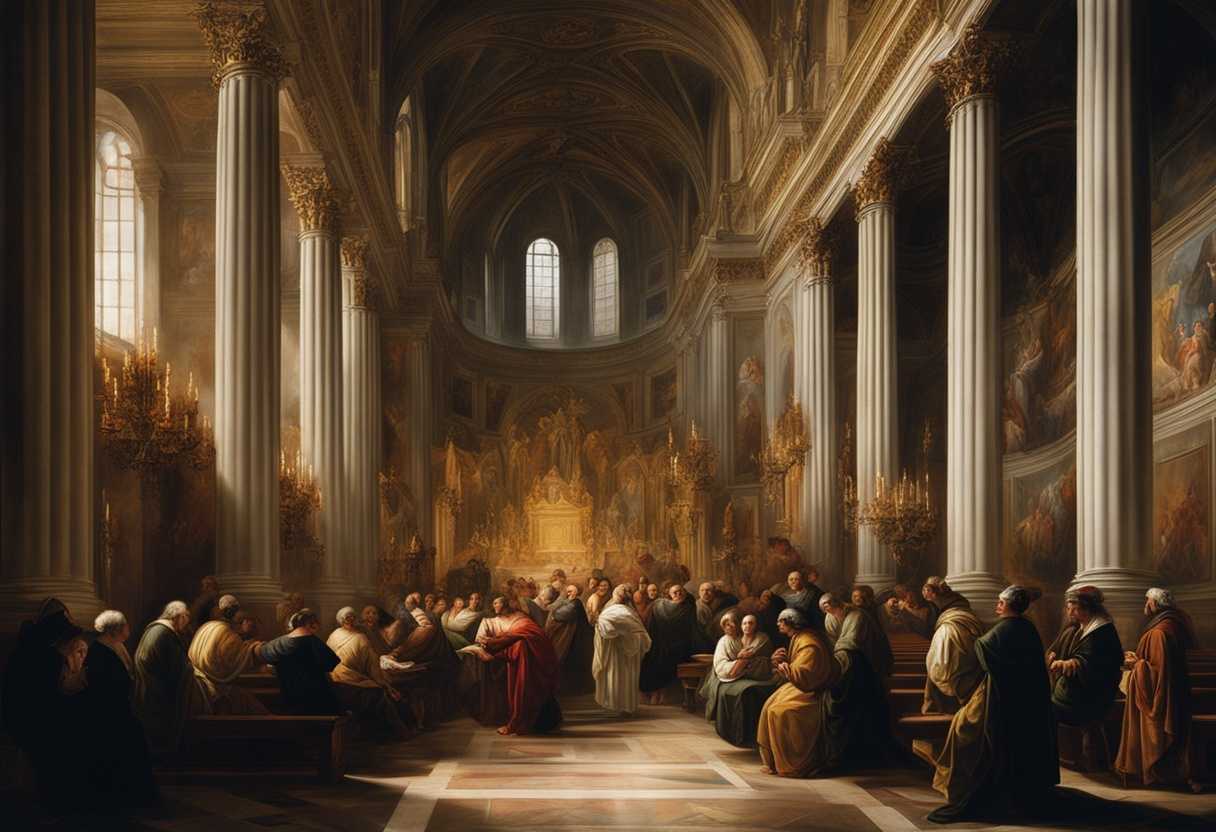 People-gather-in-a-church-bathed-in-soft-light-praying-together-for-divine-intervention_seff