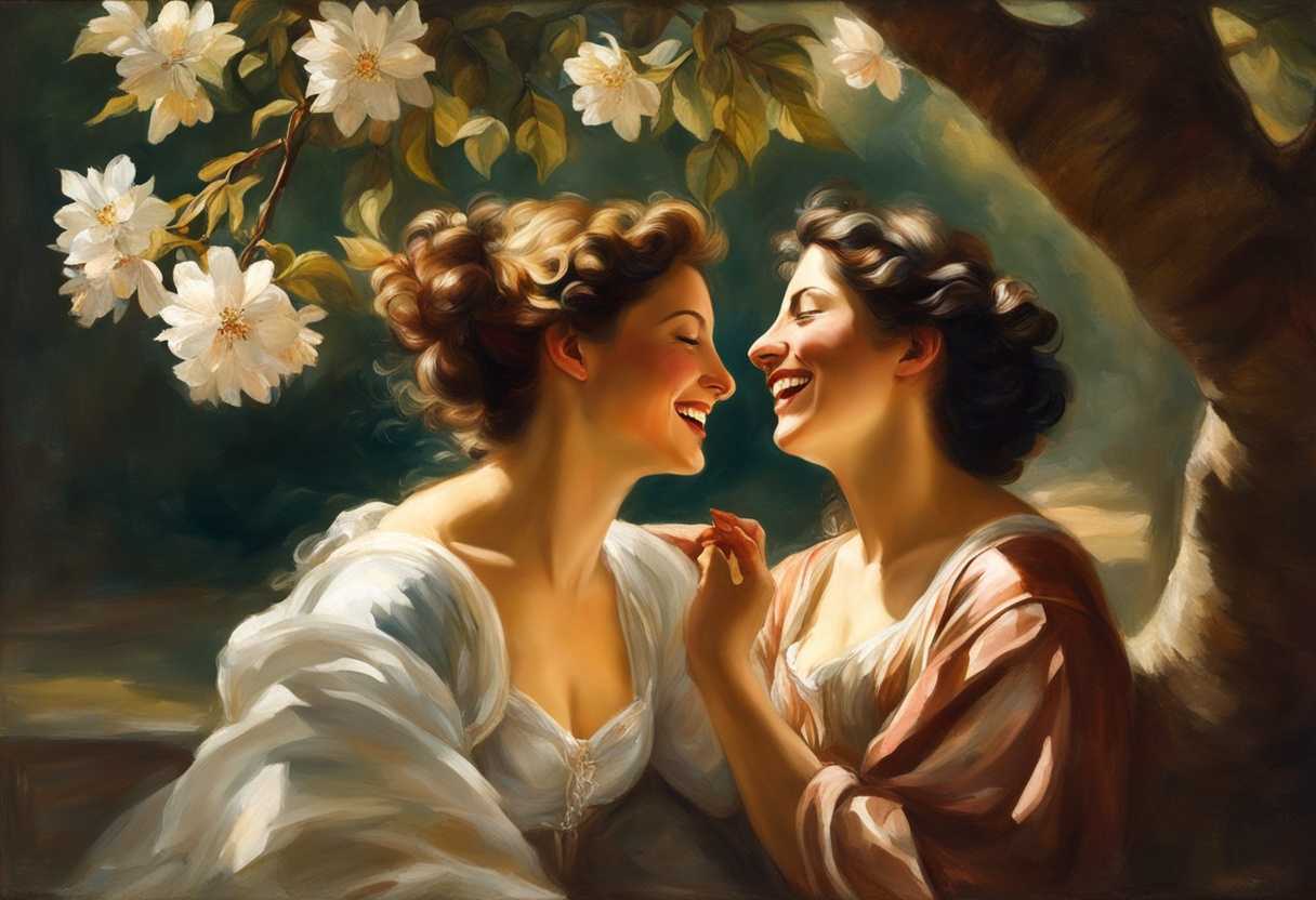 Two-friends-sharing-laughter-under-a-blooming-tree-sunlight-filtering-through-leaves-serene-atmosp_nkov