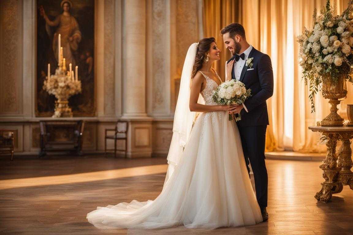 wedding-scene-couple-altar-loved-ones-radiant-smile-adoring-gaze-golden-light-tender-exchange