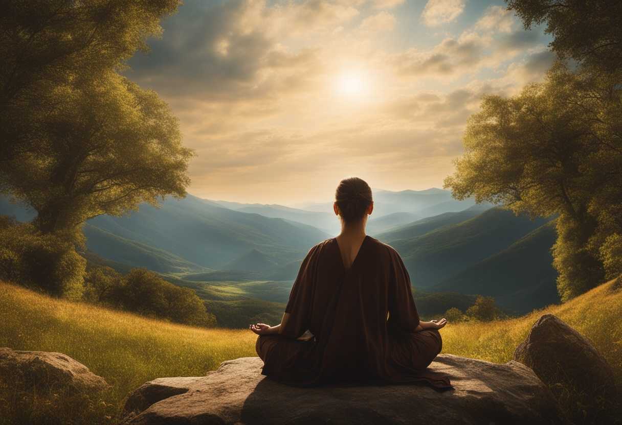 Person-meditating-in-serene-nature-resisting-distractions-peaceful-expression-vibrant-surrounding_uvve