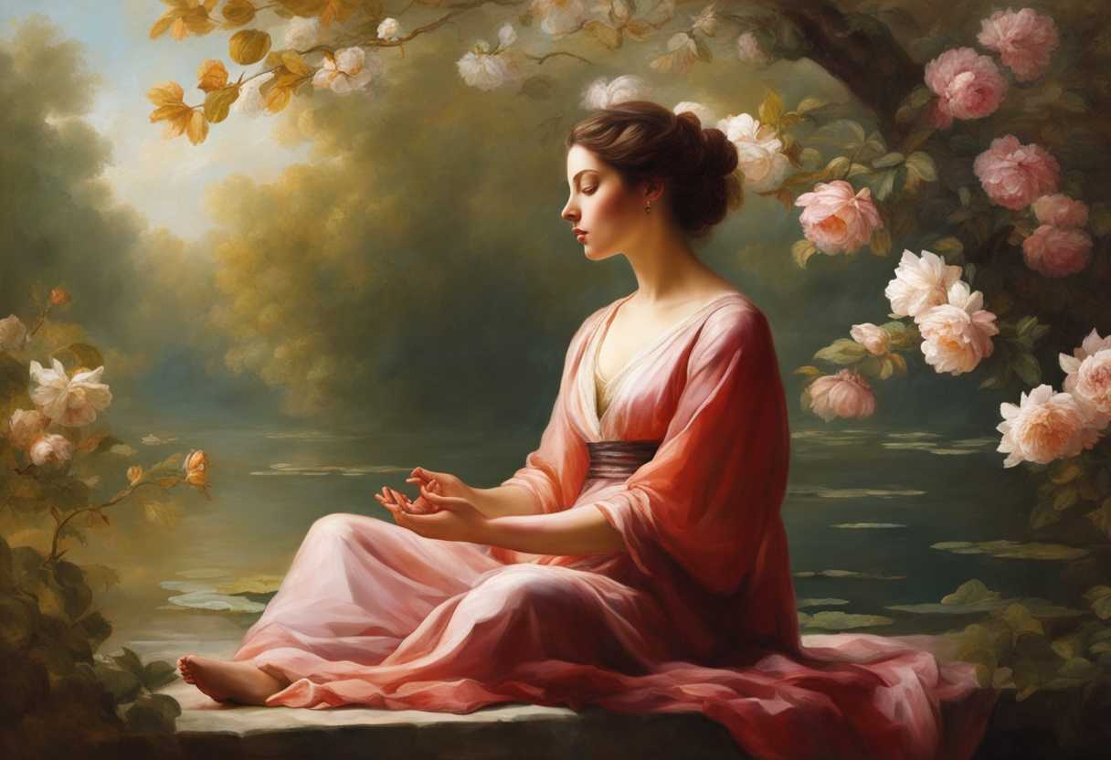 Serene-individual-meditating-in-nature-soft-sunlight-gentle-breeze-surrounded-by-blooming-flowers_ysjt