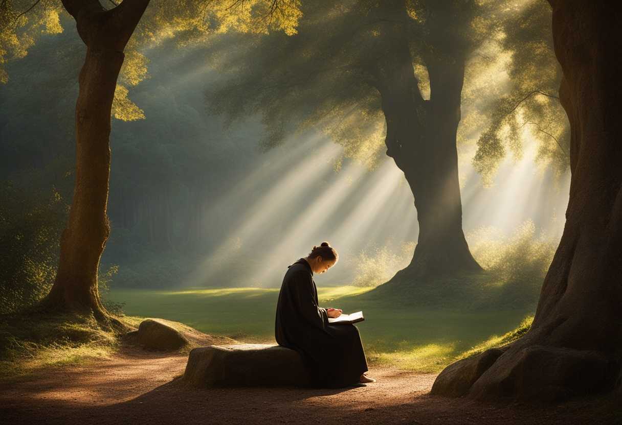 Serene-individual-in-quiet-prayer-soft-light-filtering-through-trees-peaceful-atmosphere-deep-con_elop