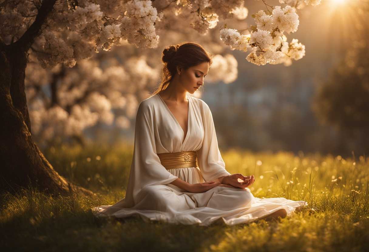 A-serene-figure-meditating-under-a-blooming-tree-golden-light-illuminating-the-scene-tranquil-atmo_qdoi