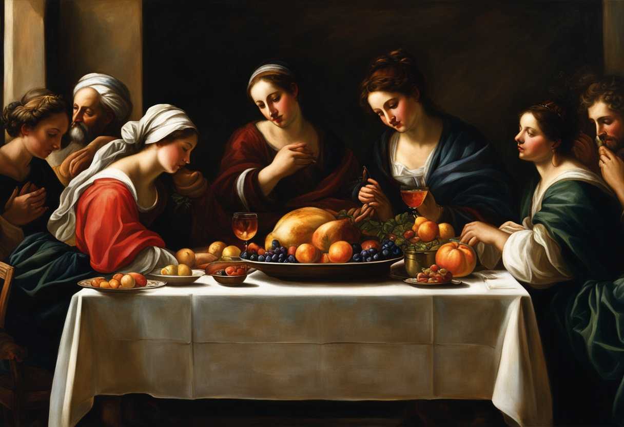 Gathered-around-a-rustic-table-hands-clasped-in-gratitude-warm-food-serene-ambiance-community-sp_tlau