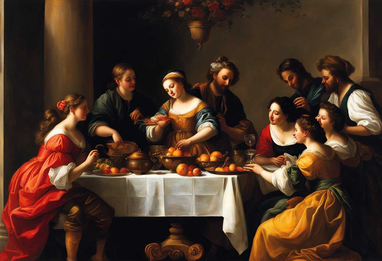 Gathered-friends-sharing-a-vibrant-feast-laughter-diverse-dishes-warm-ambiance-joyful-connection_ksid