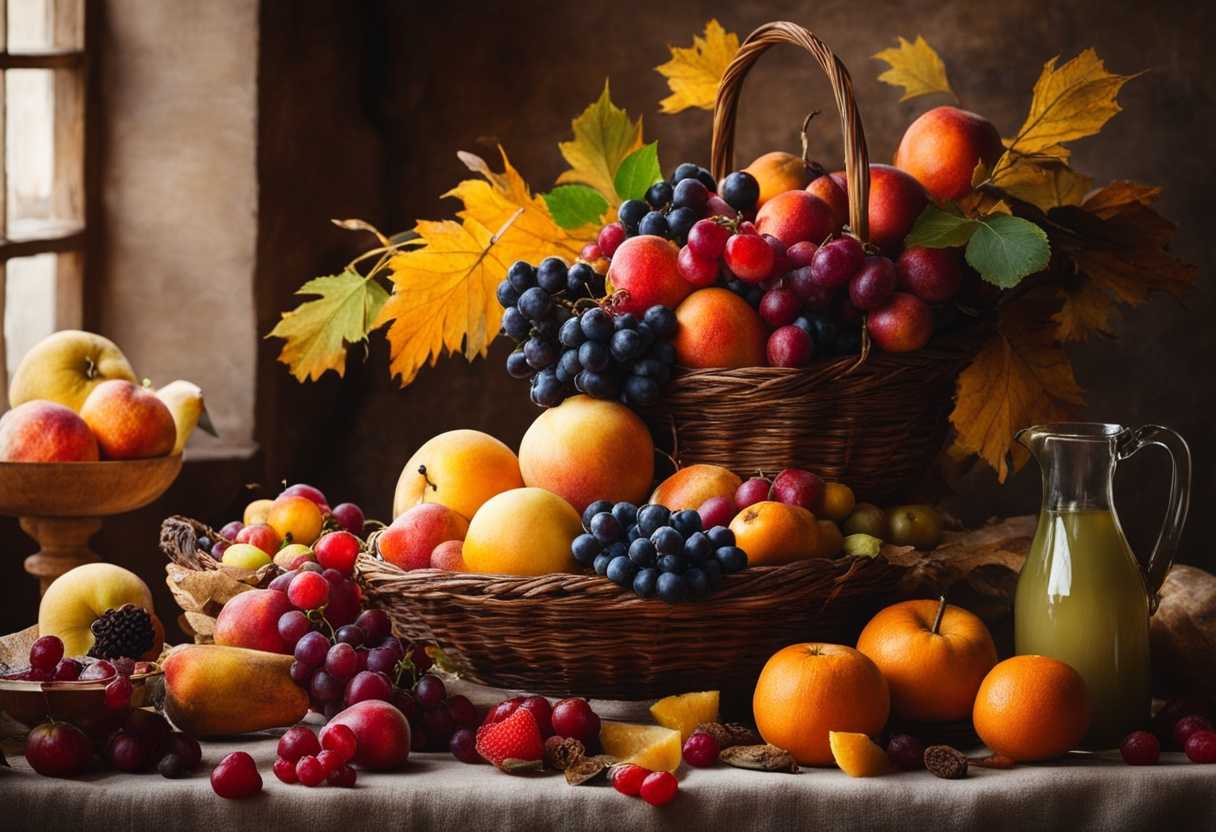 Harvest-feast-with-vibrant-fruits-warm-bread-grateful-hands-rustic-table-soft-candlelight-joyfu_sdqz