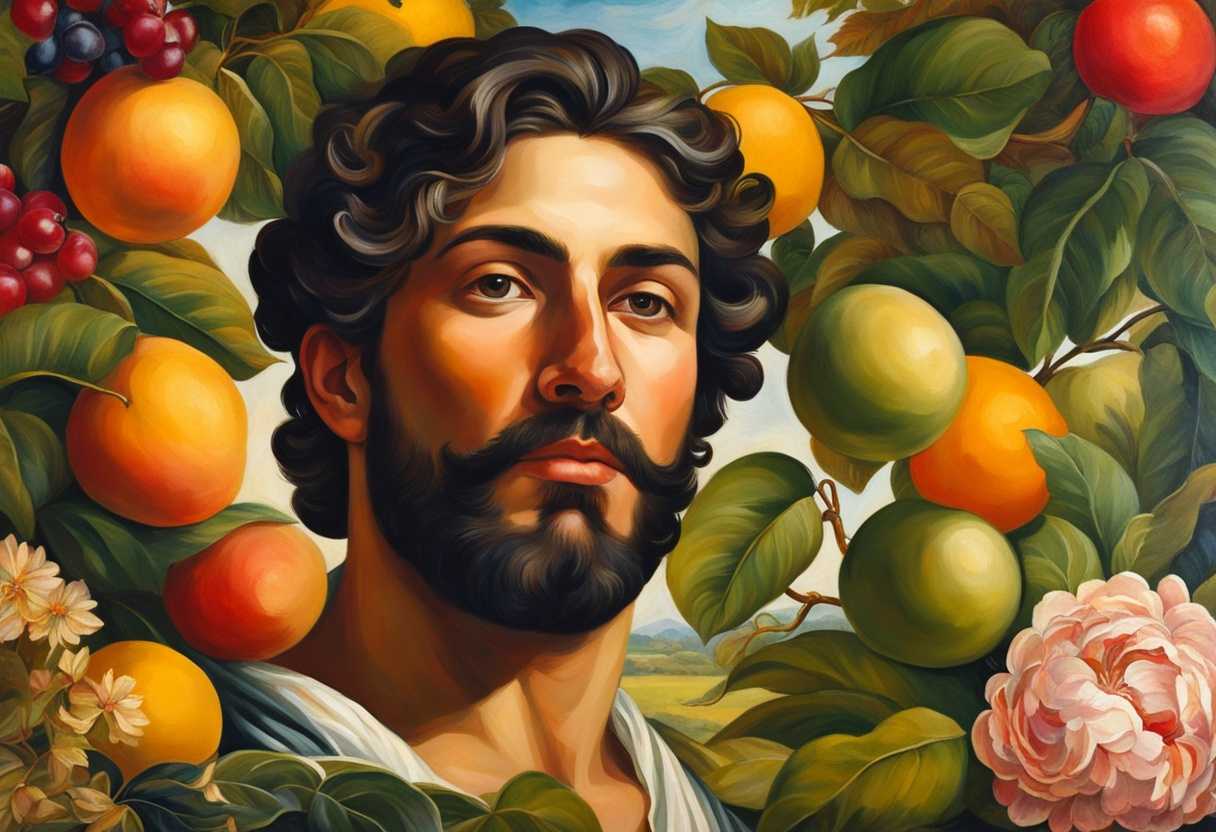 Man-in-a-lush-garden-surrounded-by-vibrant-fruits-and-flowers-joyful-expression-serene-atmosphere_rzxh