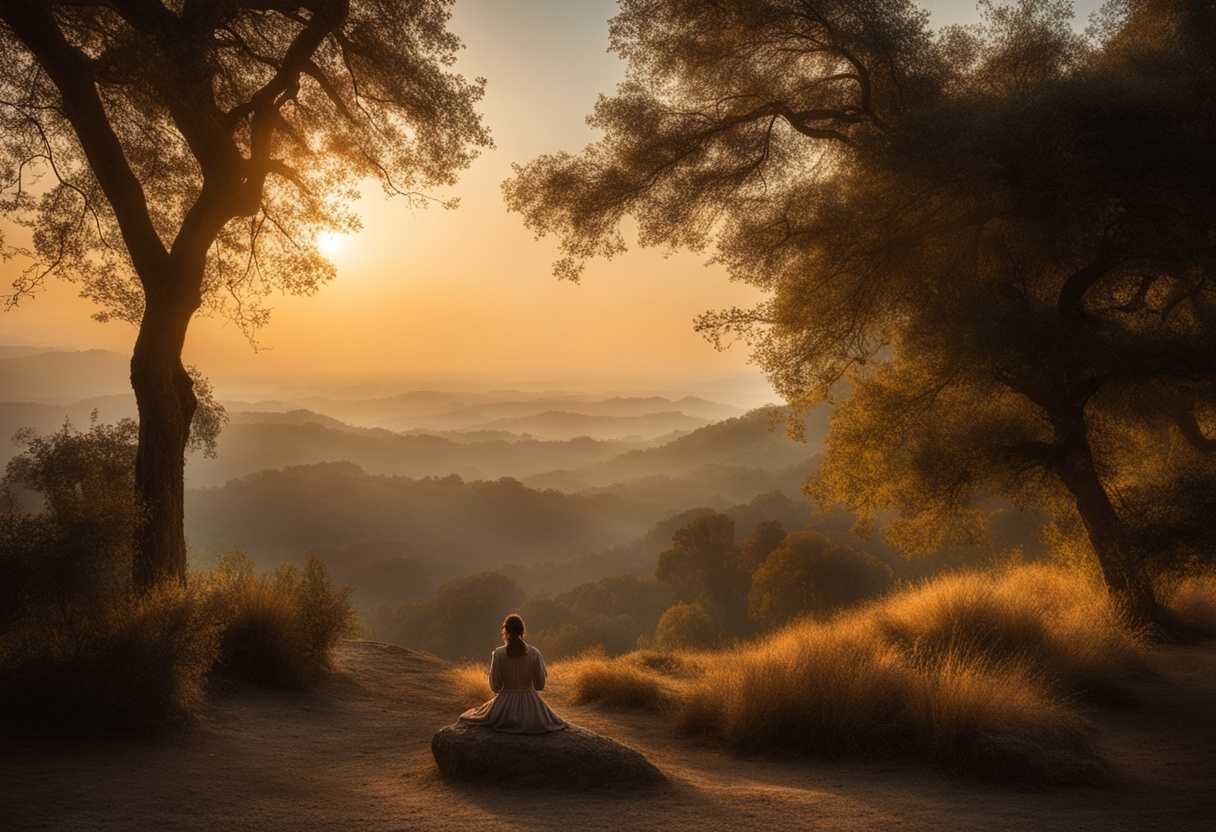 Serene-landscape-at-dawn-soft-light-illuminating-a-peaceful-figure-in-prayer-reflecting-gratitude_ymoc