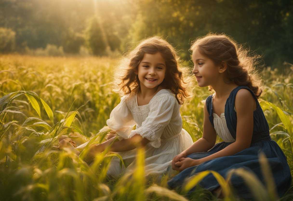 Hopeful-children-playing-in-a-lush-field-vibrant-crops-sunlight-filtering-through-serene-atmosphe_zaiu