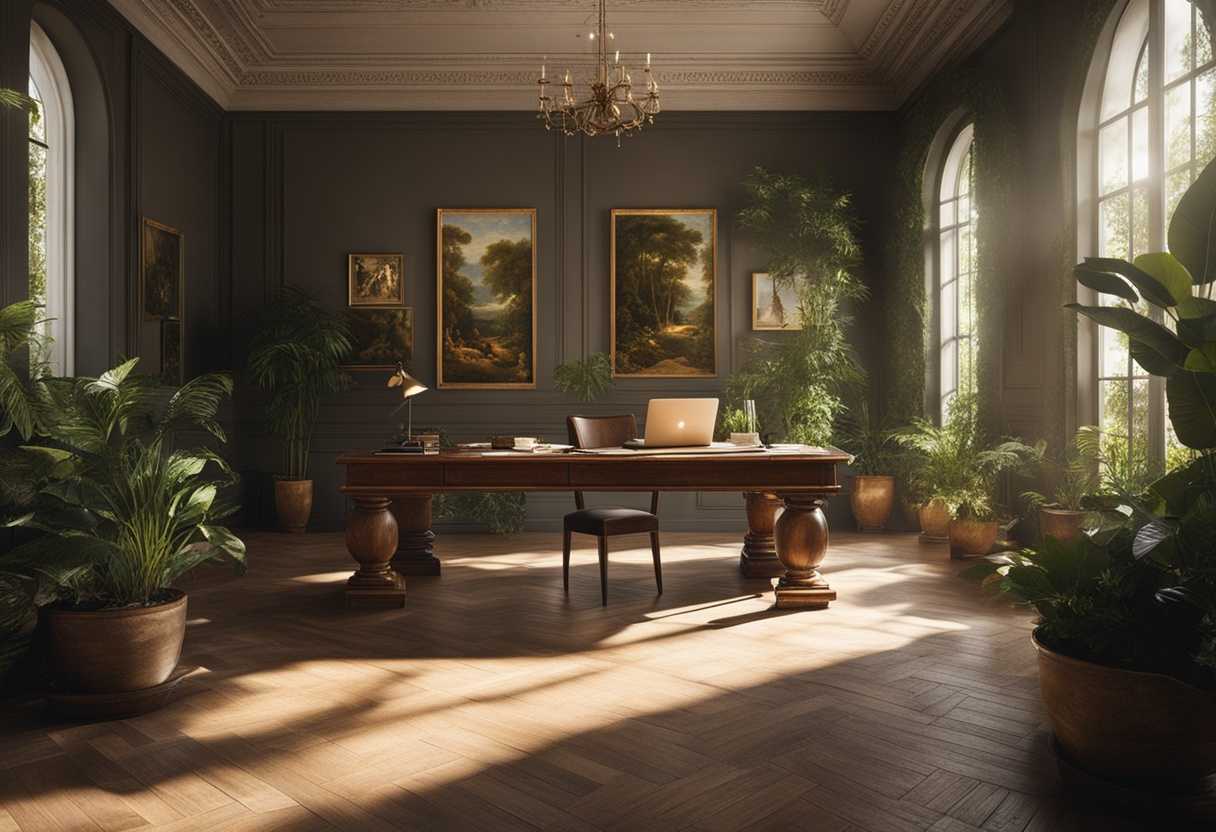A-serene-workspace-with-sunlight-streaming-in-focused-individual-writing-surrounded-by-plants-cal_wuqk