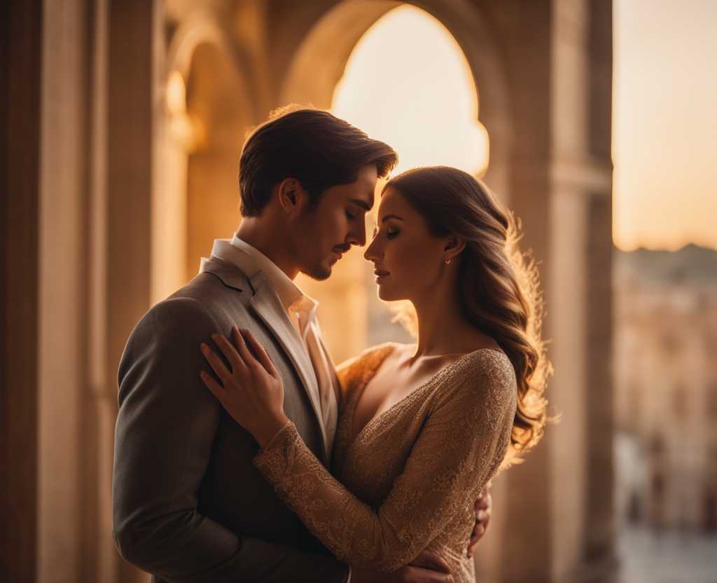 young-couple-standing-close-together-arms-wrapped-around-each-other-gazing-into-each-other's-eyes-