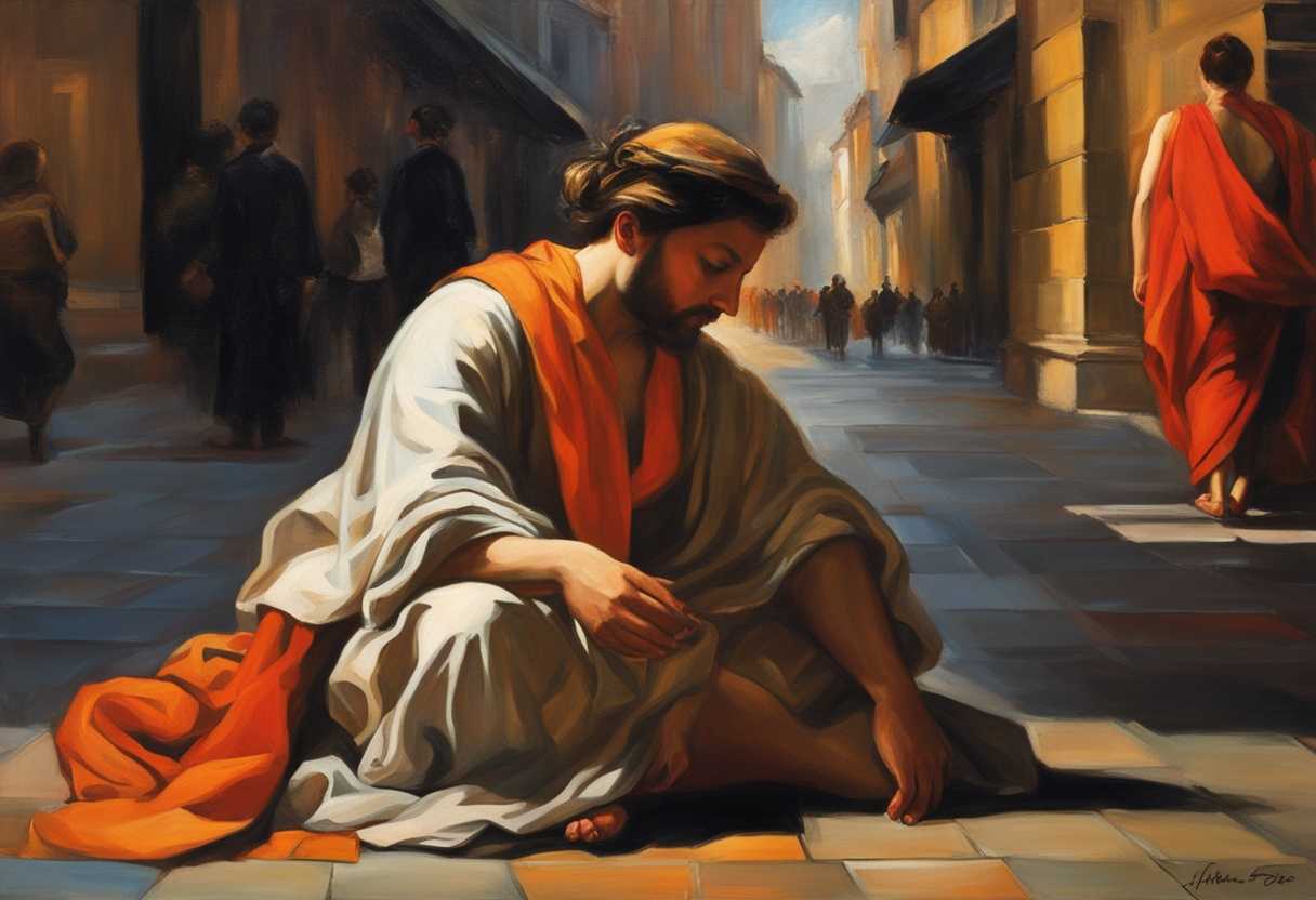 Calm-figure-meditating-amidst-bustling-city-streets-vibrant-colors-dynamic-movement-serene-expres_wemw