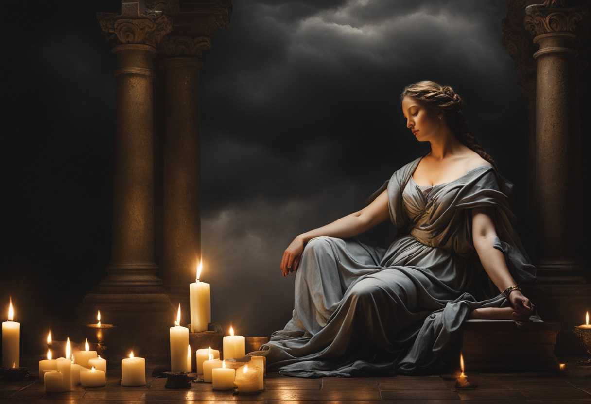 A-serene-figure-meditating-under-a-stormy-sky-surrounded-by-flickering-candles-hopeful-ambiance_decl