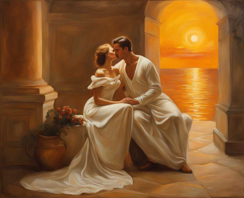 man-and-woman-in-intimate-moment-golden-sunset-light-tender-love-emotional-connection-simple-yet